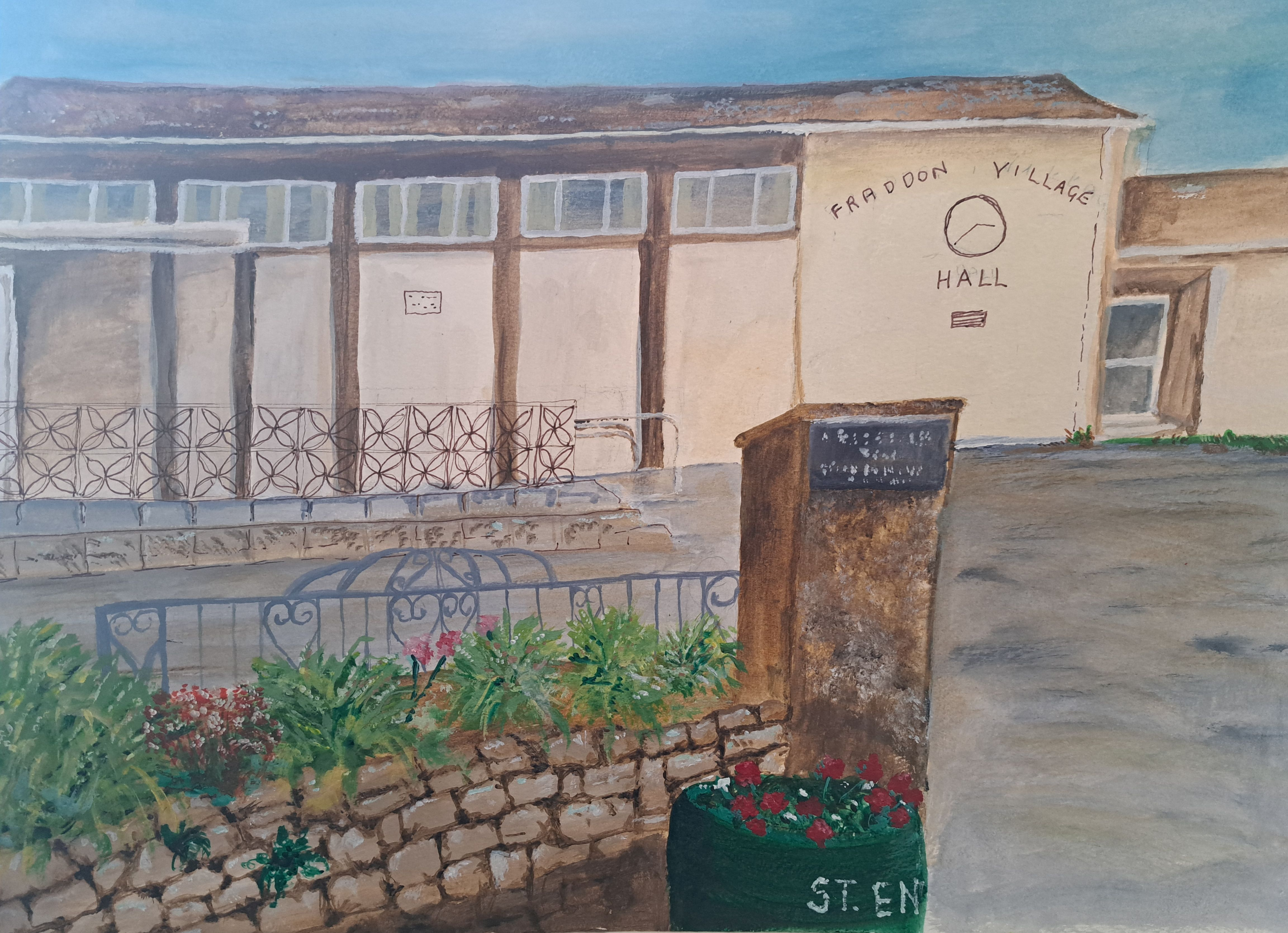 A painting of the hall by the art club